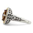 Shey Couture Sterling Silver with 14K Accent Antiqued Cushion Citrine Ring - Birthstone Company