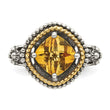 Shey Couture Sterling Silver with 14K Accent Antiqued Cushion Citrine Ring - Birthstone Company