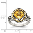 Shey Couture Sterling Silver with 14K Accent Antiqued Cushion Citrine Ring - Birthstone Company