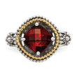 Shey Couture Sterling Silver with 14K Accent Antiqued Checkerboard Cushion Garnet Ring - Birthstone Company