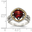 Shey Couture Sterling Silver with 14K Accent Antiqued Checkerboard Cushion Garnet Ring - Birthstone Company