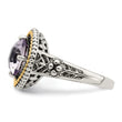 Shey Couture Sterling Silver with 14K Accent Antiqued Cushion Pink Quartz Ring - Birthstone Company