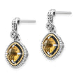 Sterling Silver Citrine Dangle Earrings with 14K Gold Accent