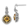 Sterling Silver Citrine Dangle Earrings with 14K Gold Accent
