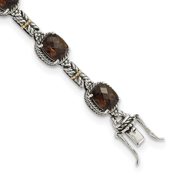 Accent Cushion Smoky Quartz Bracelet in Sterling Silver, 7.8 Inch