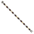 Sterling Silver w/ 14ky Accent Polished & Antiqued Garnet Link Bracelet - Birthstone Company
