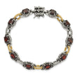 Sterling Silver w/ 14ky Accent Polished & Antiqued Garnet Link Bracelet - Birthstone Company