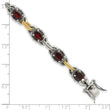 Sterling Silver w/ 14ky Accent Polished & Antiqued Garnet Link Bracelet - Birthstone Company