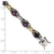 Sterling Silver w/ 14k Accent Antiqued Rhodolite Garnet Link Bracelet - Birthstone Company
