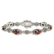 Shey Couture Sterling Silver with 14K Accent Antiqued Oval Garnet 7.25 inch Bracelet - Birthstone Company