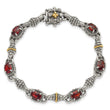 Shey Couture Sterling Silver with 14K Accent Antiqued Oval Garnet 7.25 inch Bracelet - Birthstone Company