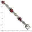 Shey Couture Sterling Silver with 14K Accent Antiqued Oval Garnet 7.25 inch Bracelet - Birthstone Company