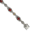 Shey Couture Sterling Silver with 14K Accent Antiqued Oval Garnet 7.25 inch Bracelet - Birthstone Company