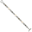 Shey Couture Sterling Silver with 14K Accent 7.5 Inch Antiqued 10-10.5mm Freshwater Cultured Pearl Bracelet - Birthstone Company