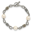 Shey Couture Sterling Silver with 14K Accent 7.5 Inch Antiqued 10-10.5mm Freshwater Cultured Pearl Bracelet - Birthstone Company