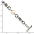 Shey Couture Sterling Silver with 14K Accent 7.5 Inch Antiqued 10-10.5mm Freshwater Cultured Pearl Bracelet - Birthstone Company