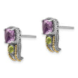 Sterling Silver 14K Accented Amethyst Peridot Drop Earrings
