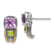 Sterling Silver 14K Accented Amethyst Peridot Drop Earrings