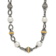 Shey Couture Sterling Silver with 14K Accent 18 Inch Antiqued 8mm Freshwater Cultured Pearl Necklace - Birthstone Company