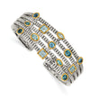 Sterling Silver Gold-Plated Blue Topaz Women's Cuff Bracelet by Shey Couture - Birthstone Company