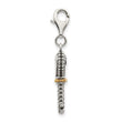 Shey Couture Sterling Silver with 14K Accent Antiqued Garnet Key with Lobster Clasp Charm - Birthstone Company