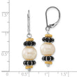 Sterling Silver 14K Gold Accent Pearl Enamel Dangle Earrings
