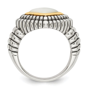 Shey Couture Sterling Silver with 14K Accent Antiqued Mother of Pearl Ring - Birthstone Company