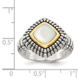 Shey Couture Sterling Silver with 14K Accent Antiqued Mother of Pearl Ring - Birthstone Company