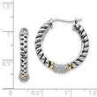 Sterling Silver & 14K Gold Diamond Hoop Earrings Antiqued Elegance