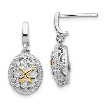 Shey Couture Sterling Silver Diamond Dangle Earrings with 14K Gold Accents
