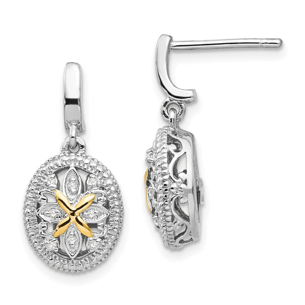 Shey Couture Sterling Silver Diamond Dangle Earrings with 14K Gold Accents