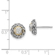 Sterling Silver 14K Gold Diamond Button Earrings Vintage Elegance