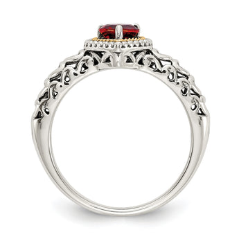 Shey Couture Sterling Silver with 14K Accent Antiqued Heart Garnet Ring - Birthstone Company