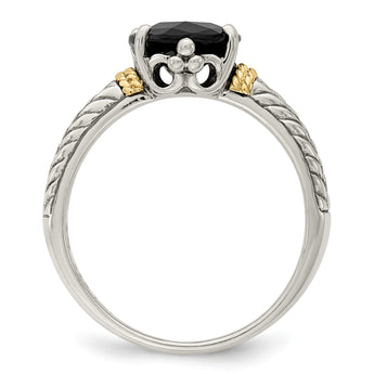 Shey Couture Sterling Silver with 14K Accent Antiqued Oval Garnet Ring - Birthstone Company