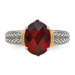 Shey Couture Sterling Silver with 14K Accent Antiqued Oval Garnet Ring - Birthstone Company