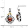 Sterling Silver 14K Gold Garnet Diamond Dangle Earrings