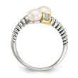 Shey Couture Sterling Silver with 14K Accent Antiqued 5.5-6mm Freshwater Cultured Pearl and Diamond By-PaSterling Silver Ring - Birthstone Company