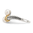 Shey Couture Sterling Silver with 14K Accent Antiqued 5.5-6mm Freshwater Cultured Pearl and Diamond By-PaSterling Silver Ring - Birthstone Company