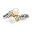 Shey Couture Sterling Silver with 14K Accent Antiqued 5.5-6mm Freshwater Cultured Pearl and Diamond By-PaSterling Silver Ring - Birthstone Company