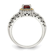 Shey Couture Sterling Silver with 14K Accent Antiqued Cushion Garnet Ring - Birthstone Company