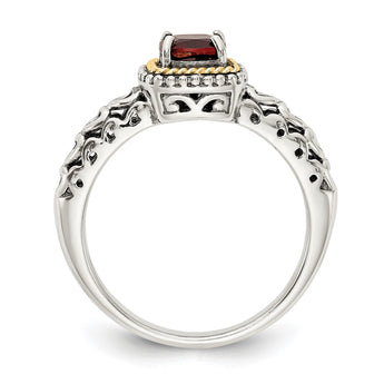 Shey Couture Sterling Silver with 14K Accent Antiqued Cushion Garnet Ring - Birthstone Company