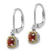 Sterling Silver Garnet Earrings with 14K Gold Accents