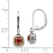 Sterling Silver Garnet Earrings with 14K Gold Accents