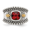 Shey Couture Sterling Silver with 14K Accent Antiqued Cushion Bezel Garnet Ring - Birthstone Company