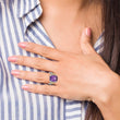 Shey Couture Sterling Silver with 14K Accent Antiqued Cushion Amethyst Ring - Birthstone Company