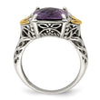 Shey Couture Sterling Silver with 14K Accent Antiqued Cushion Amethyst Ring - Birthstone Company