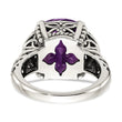 Shey Couture Sterling Silver with 14K Accent Antiqued Cushion Amethyst Ring - Birthstone Company