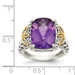 Shey Couture Sterling Silver with 14K Accent Antiqued Cushion Amethyst Ring - Birthstone Company