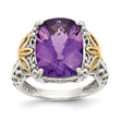 Shey Couture Sterling Silver with 14K Accent Antiqued Cushion Amethyst Ring - Birthstone Company