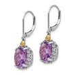 925 Silver 14K Gold Accent Amethyst Dangle Earrings - Birthstone Company